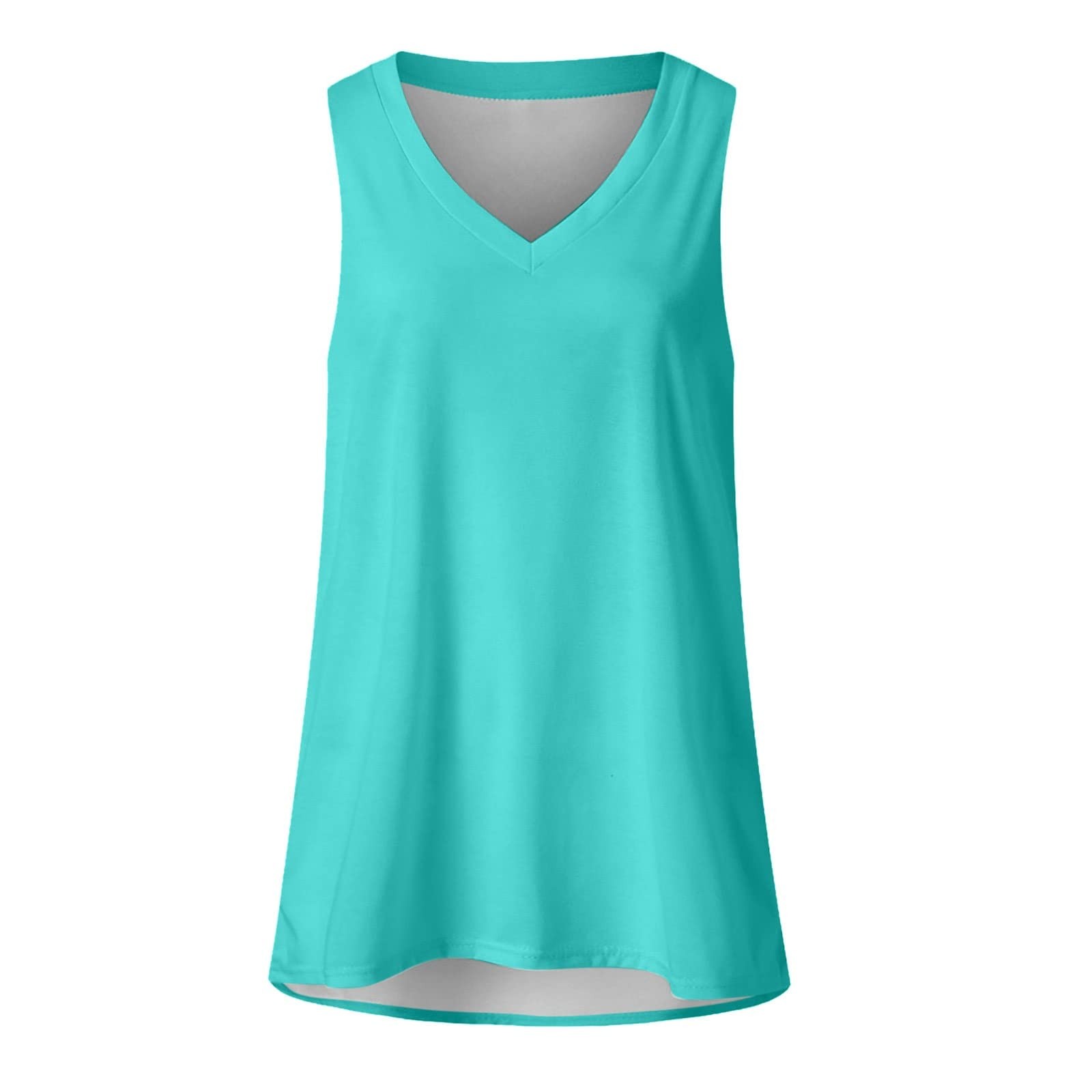 thumbnail image 4 of Camisa sin mangas con cuello en V para mujer para el verano: top informal oversize, poliéster/spandex, moda playera, tallas S-XXXXXL., 4 of 4
